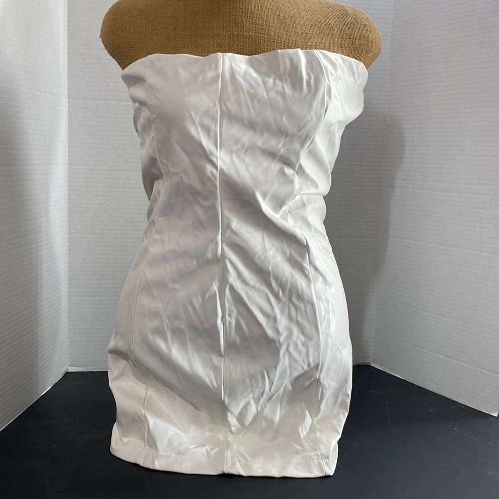 Faux leather mini dress white